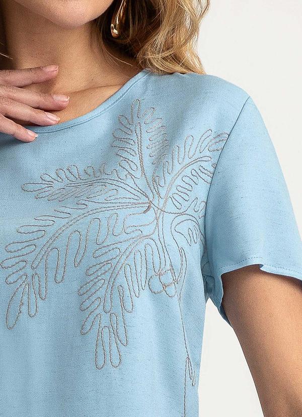 Gris - Blusa em Viscose Azul 3