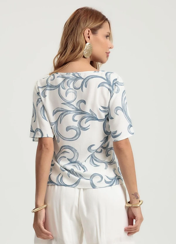 Gris - Blusa em Viscose Azul 2