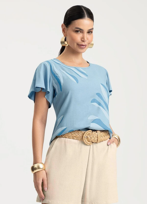 Gris - Blusa em Viscose Azul