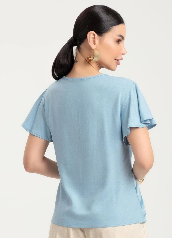 Gris - Blusa em Viscose Azul 2