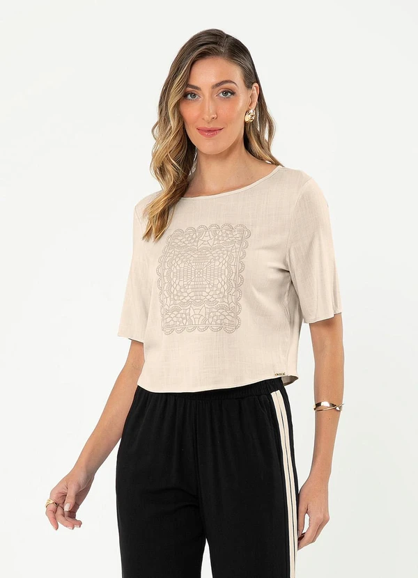 Cativa - Blusa em Viscose Bege