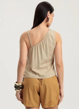 Gris - Blusa em Viscose Bege - GRIS