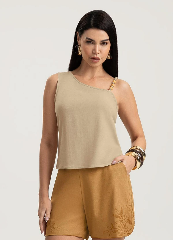 Gris - Blusa em Viscose Bege