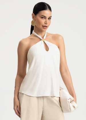 Gris - Blusa em Viscose Bege - GRIS