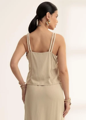 Gris - Blusa em Viscose Bege - GRIS