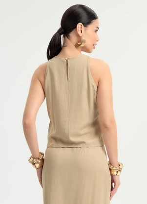 Gris - Blusa em Viscose Bege - GRIS