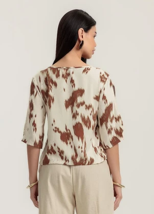 Gris - Blusa em Viscose Bege - GRIS