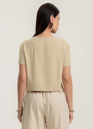 Gris - Blusa em Viscose Bege - GRIS