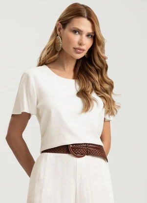 Gris - Blusa em Viscose Bege - GRIS