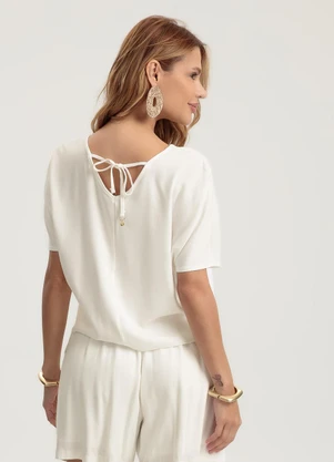 Gris - Blusa em Viscose Bege - GRIS