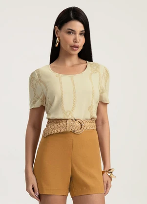 Gris - Blusa em Viscose Bege - GRIS