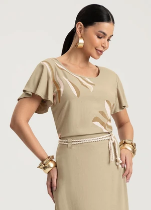 Gris - Blusa em Viscose Bege - GRIS