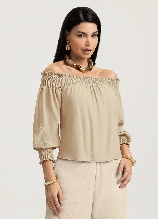 Gris - Blusa em Viscose Bege