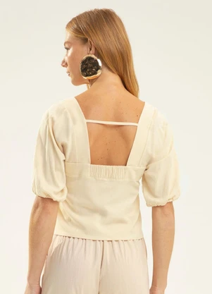 Gris - Blusa em Viscose Bege - GRIS