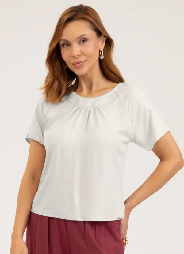 Cativa - Blusa em Viscose Cinza Claro