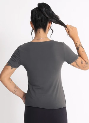 Habana - Blusa em Viscose Cinza Escuro - HABANA