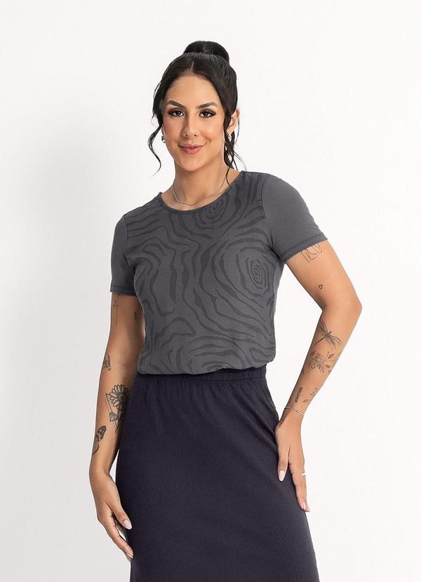 Habana - Blusa em Viscose Cinza Escuro