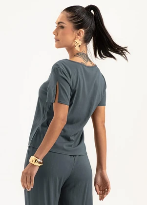 Cativa - Blusa em Viscose Cinza Escuro - CATIVA