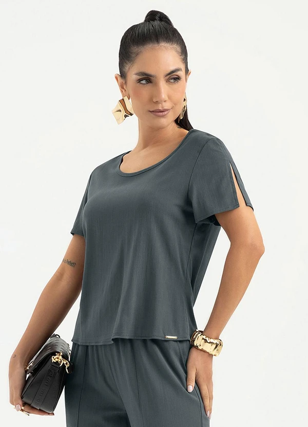 Cativa - Blusa em Viscose Cinza Escuro 1