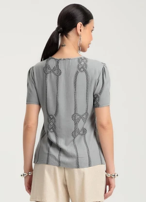 Gris - Blusa em Viscose Cinza - GRIS