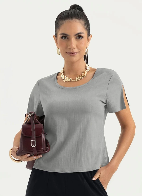 Cativa - Blusa em Viscose Cinza