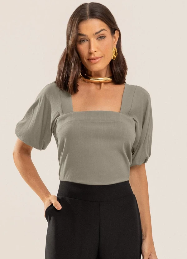 Gris - Blusa em Viscose Cinza