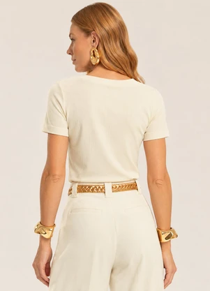Gris - Blusa em Viscose com Bordado Manual Bege - GRIS