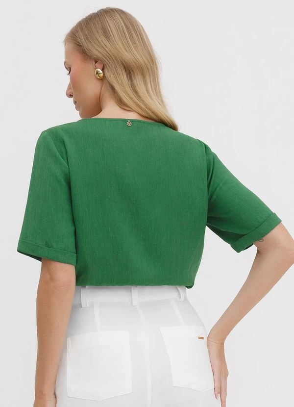 Principessa - Blusa em Viscose com Decote Redondo Verde Osira 2