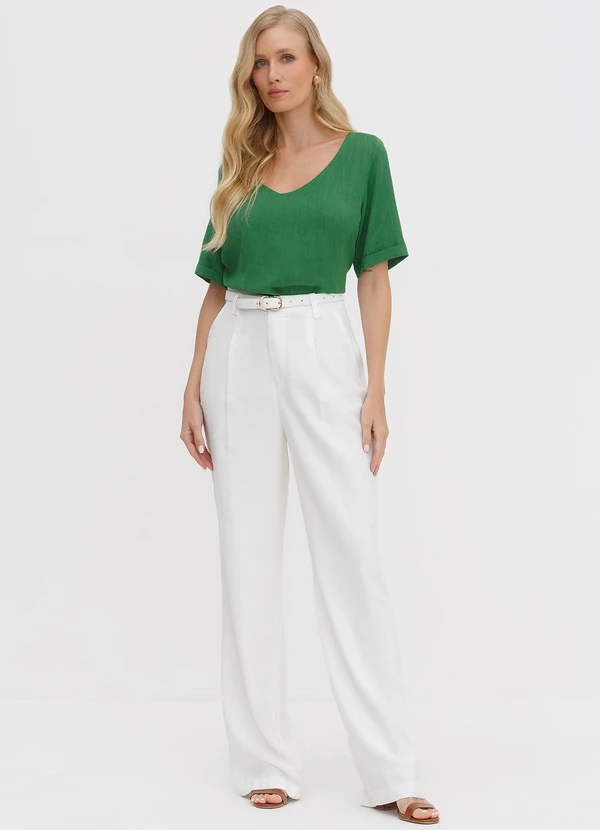 Principessa - Blusa em Viscose com Decote Redondo Verde Osira 3