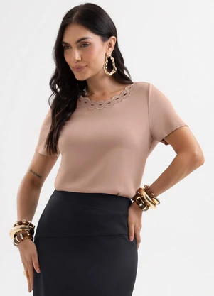 Cativa - Blusa em Viscose com Elastano e Bordado a Laser M - CATIVA