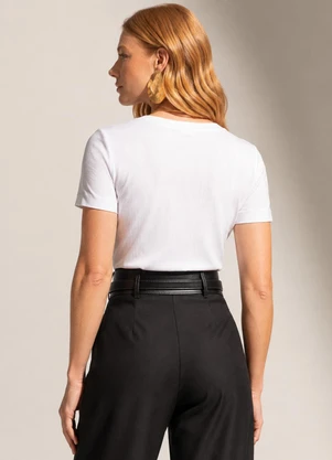 Gris - Blusa em Viscose com Elastano e Decote V Branco - GRIS
