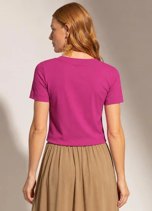 Gris - Blusa em Viscose com Elastano e Decote V Roxo - GRIS