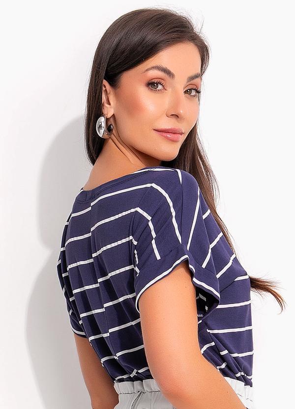 Quintess - Blusa em Viscose com Elastano Listrada Azul 2