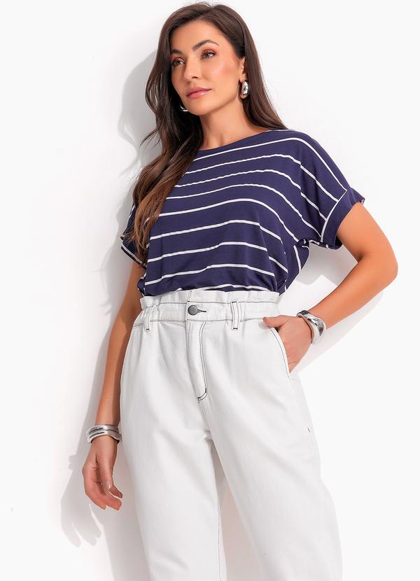 Quintess - Blusa em Viscose com Elastano Listrada Azul 6