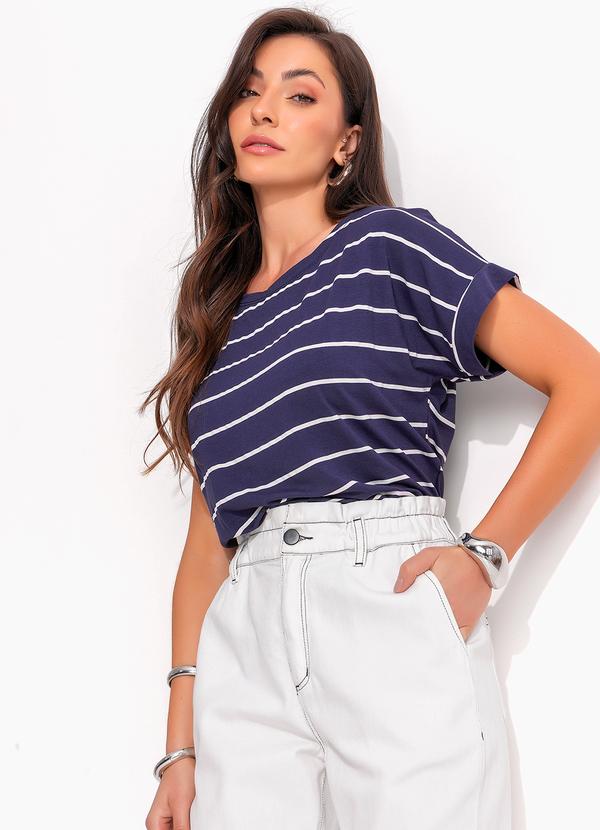 Quintess - Blusa em Viscose com Elastano Listrada Azul 7