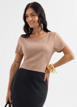 Cativa - Blusa em Viscose com Elastano Marrom - CATIVA