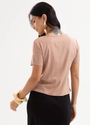 Cativa - Blusa em Viscose com Elastano Marrom - CATIVA