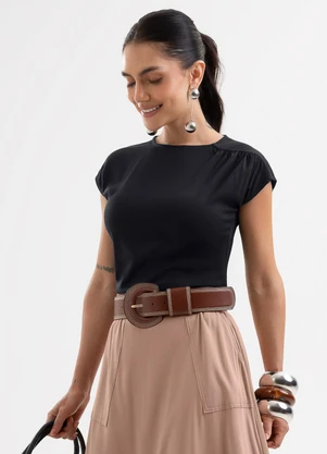 Cativa - Blusa em Viscose com Elastano Preto - CATIVA