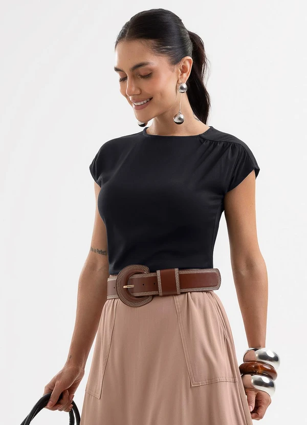 Cativa - Blusa em Viscose com Elastano Preto