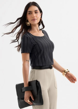 Cativa - Blusa em Viscose com Elastano Preto - CATIVA