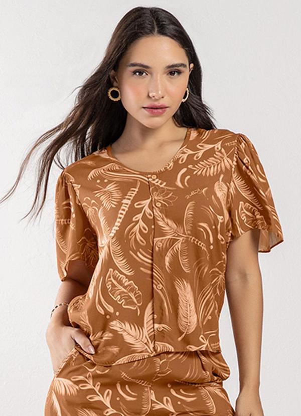 Rezzato - Blusa em Viscose Digital Adulto Feminino Marrom