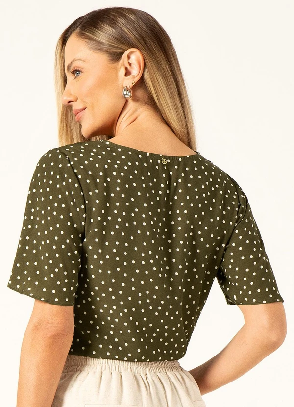 Principessa - Blusa em Viscose Estampada Verde Militar Isolde 2