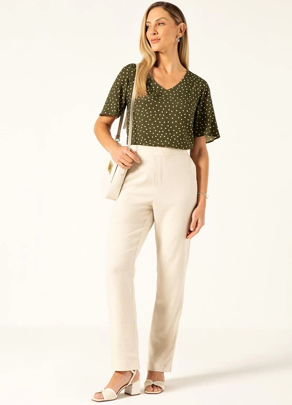 Principessa - Blusa em Viscose Estampada Verde Militar Isolde 3