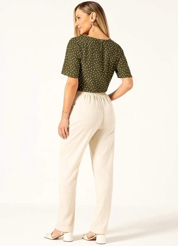 Principessa - Blusa em Viscose Estampada Verde Militar Isolde 4