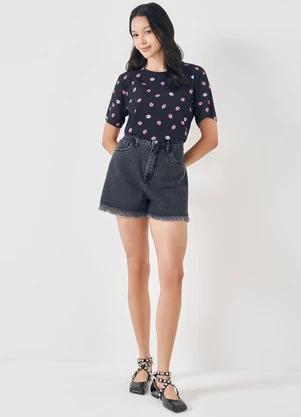 Sofie - Blusa em Viscose Estampada Preto - SOFIE