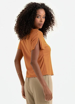 Cativa - Blusa em Viscose Laranja Escuro - CATIVA