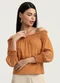 Gris - Blusa em Viscose Bege - variação: Laranja