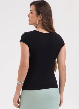 Habana - Blusa em Viscose Listra Dupla Preto - HABANA