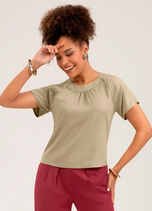 Cativa - Blusa em Viscose Marrom Claro - CATIVA