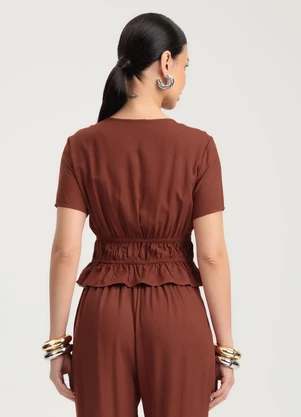 Gris - Blusa em Viscose Marrom - GRIS